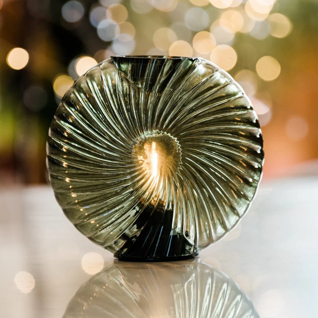 Cordless Dark Green Swirl Glass Table Lamps - Image 4