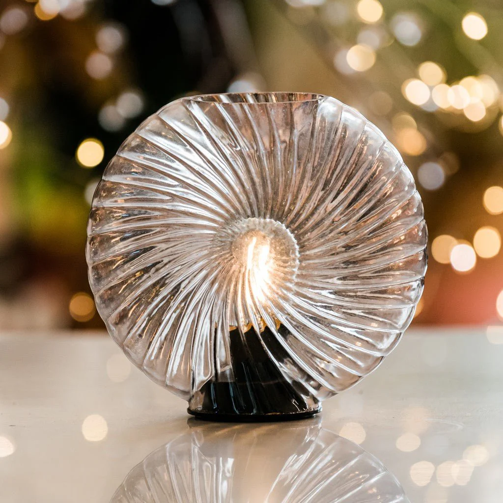 Cordless Grey Swirl Glass Table Lamps - Image 3