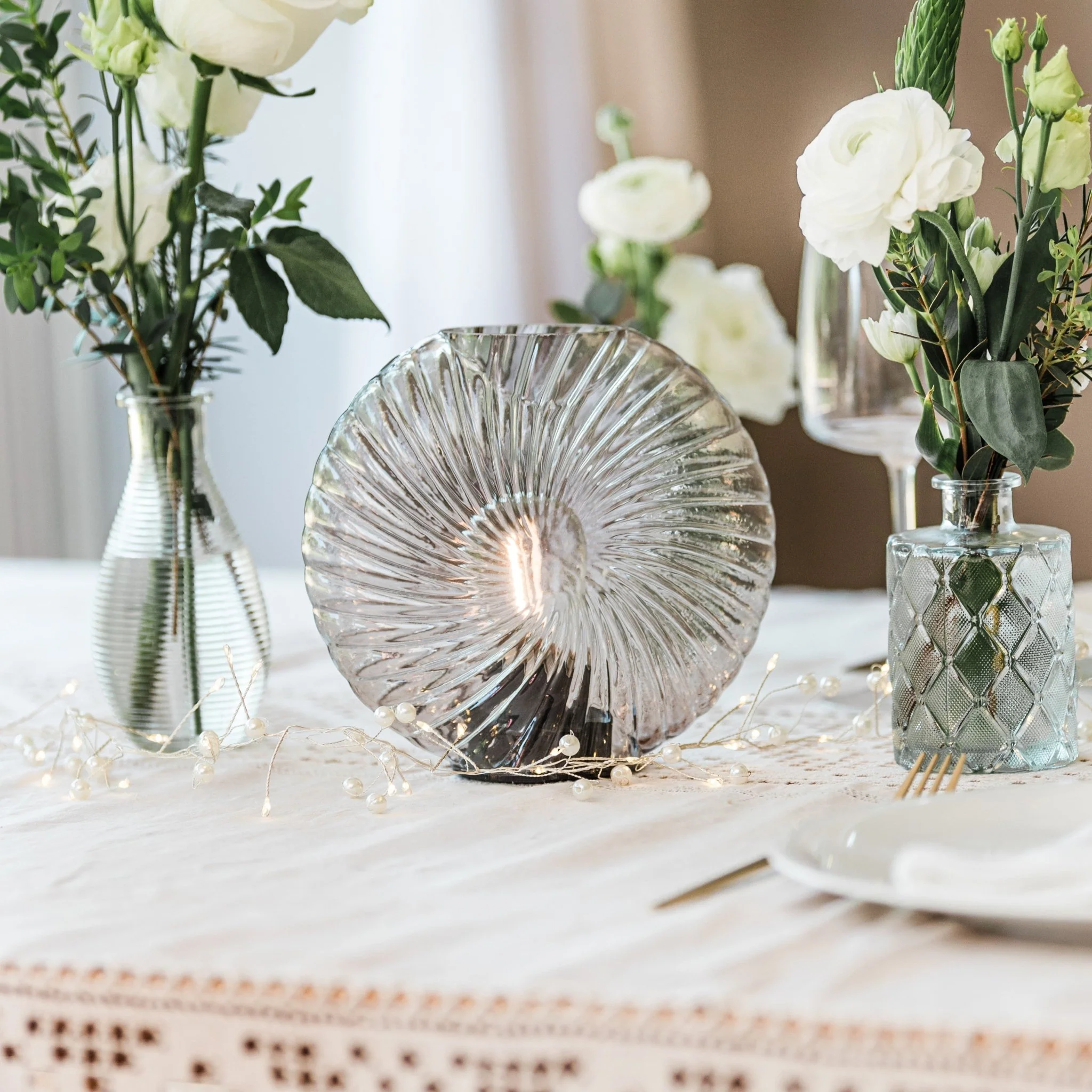 Cordless Grey Swirl Glass Table Lamps - Image 4