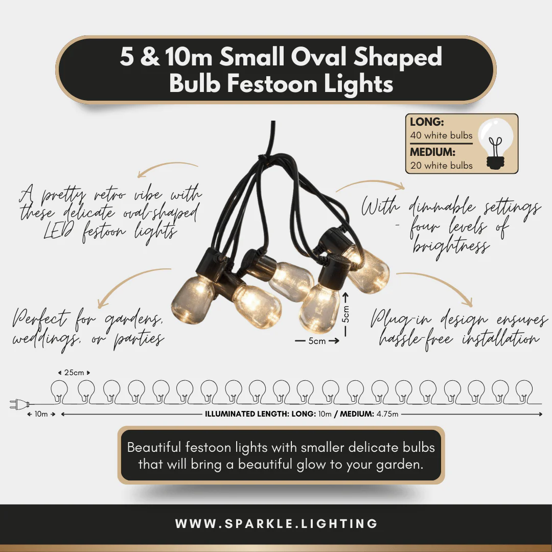 Small Oval Shaped Bulb Festoon Lights - Image 5