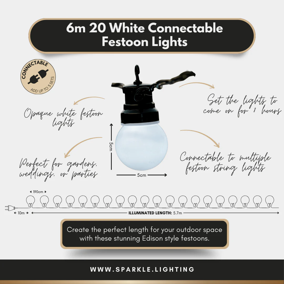 White Connectable Festoon Lights - Image 6